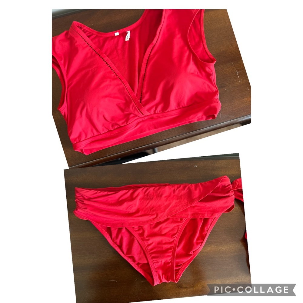 Bleu Rod Beattie cap sleeve two-piece swimsuit. size 12.